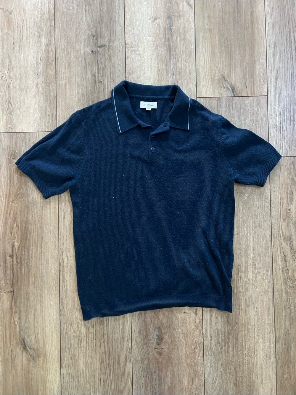 Free Assembly Men’s Navy Knit Short-Sleeve Polo Size Large
